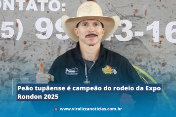 Peão tupãense é campeão do rodeio da Expo Rondon 2025