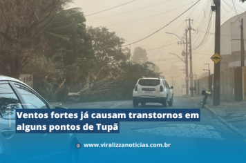 Ventos fortes já causam transtornos em alguns pontos de Tupã